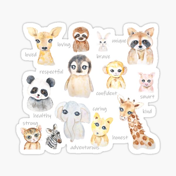 Item preview, cute nursery animals watercolor  designed and sold by ColorandColor.