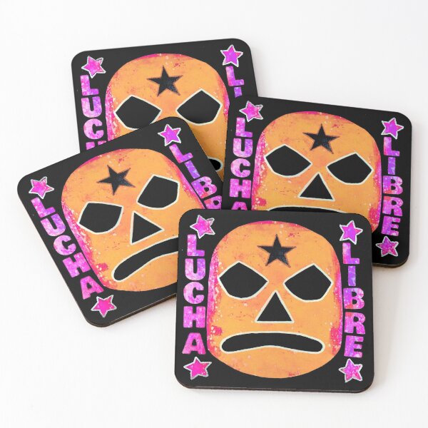 Item preview, Lucha Libre Star Head (Orange) - original acrylic and spray paint work on 10x10" canvas designed and sold by PixelPalmer.