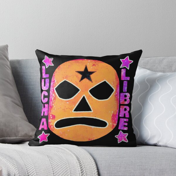 Item preview, Lucha Libre Star Head (Orange) - original acrylic and spray paint work on 10x10" canvas designed and sold by PixelPalmer.