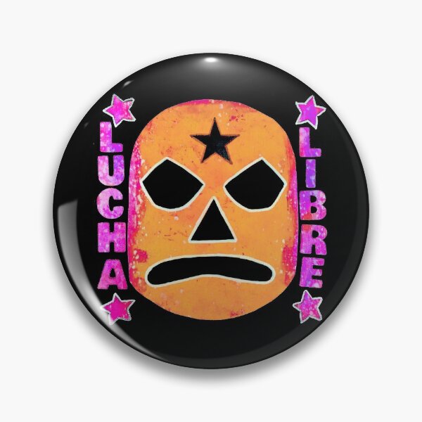 Item preview, Lucha Libre Star Head (Orange) - original acrylic and spray paint work on 10x10" canvas designed and sold by PixelPalmer.
