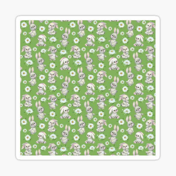 Item preview, Cute Bunnies Chamomile Flowers Leaves designed and sold by SSK Designs.