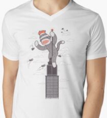 Sock Monkey Just Wants a Friend Men's V-Neck T-Shirt