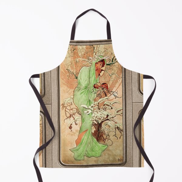 Item preview, Winter In A Green Cape by Alphonse Mucha Vintage Art Nouveau Reproduction designed and sold by Xzendor7 Digital Art Creations.