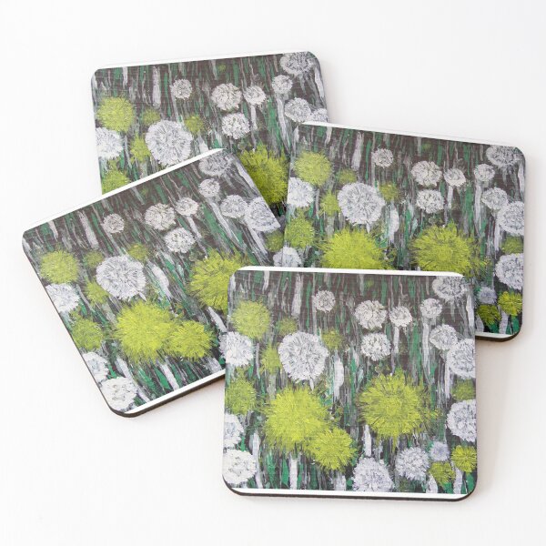 Item preview, white and yellow dandelions on a green meadow designed and sold by Olga Kydryavskaya.