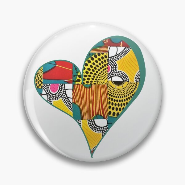 Item preview, African Fabric Heart Collage Art [#18] designed and sold by AfriStyleUK.