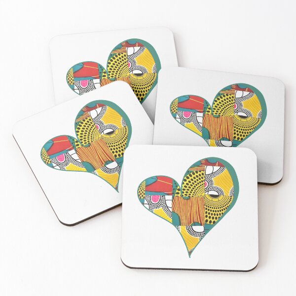 Item preview, African Fabric Heart Collage Art [#18] designed and sold by AfriStyleUK.