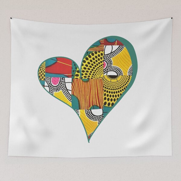 Item preview, African Fabric Heart Collage Art [#18] designed and sold by AfriStyleUK.