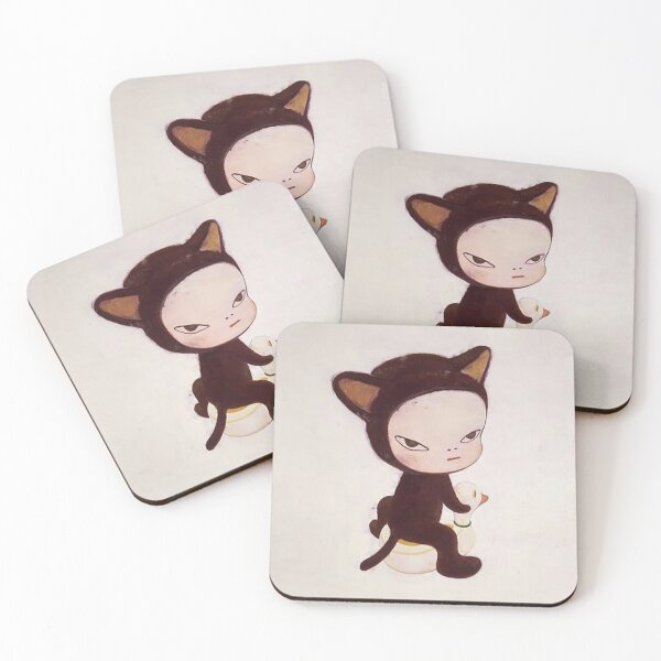 yoshitomo nara cat Coasters (Set of 4)