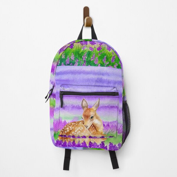 Item preview, Cute Cottagecore Fawn Baby Deer In Purple Flowers Spring designed and sold by funnytshirtemp.