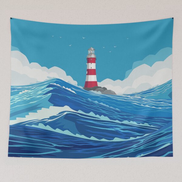 Item preview, Lighthouse Between The Ocean Landscape designed and sold by JTS STORE.