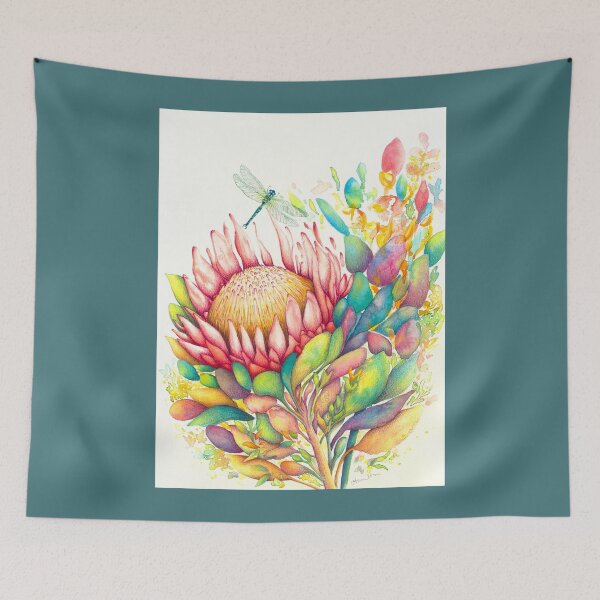 Item preview, Protea & Dragonfly (blue) designed and sold by artofealain.