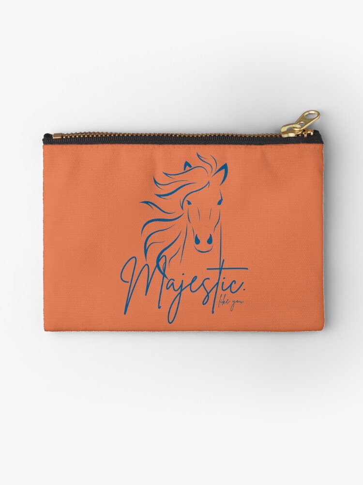 Thumbnail 1 of 4, Zipper Pouch, Orange Blue "Majestic ... like you" Horse designed and sold by DesignsbyEH.