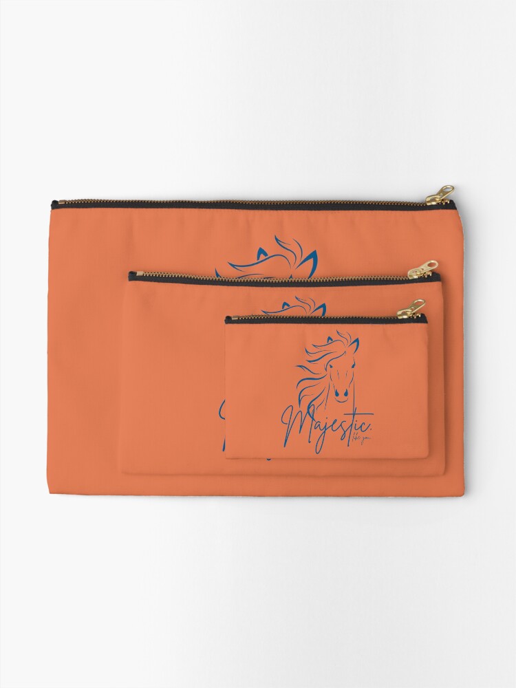 Thumbnail 2 of 4, Zipper Pouch, Orange Blue "Majestic ... like you" Horse designed and sold by DesignsbyEH.