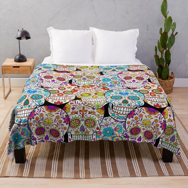 Item preview, Halloween seamless pattern with sugar skulls designed and sold by InshynaArt.