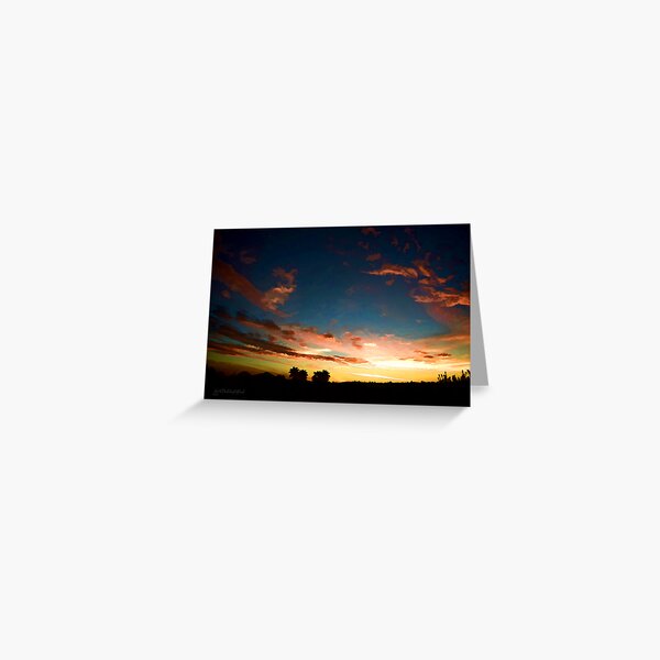 Scene Silhouette Sunset ~ digital paint effect Greeting Card