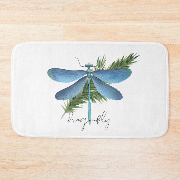 Item preview, Blue Watercolor Dragonfly illustration With Pine Needle Design designed and sold by EarthArtDesigns.