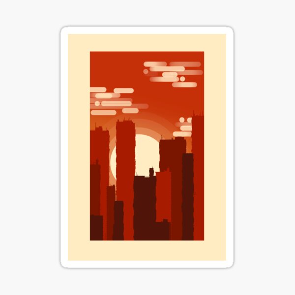 Sunset City in Red Sticker