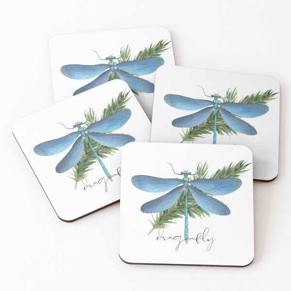 Item preview, Blue Watercolor Dragonfly illustration With Pine Needle Design designed and sold by EarthArtDesigns.