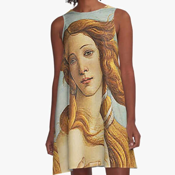 VENUS. HEAD. The Birth of Venus. 1486. Sandro Botticelli. A-Line Dress