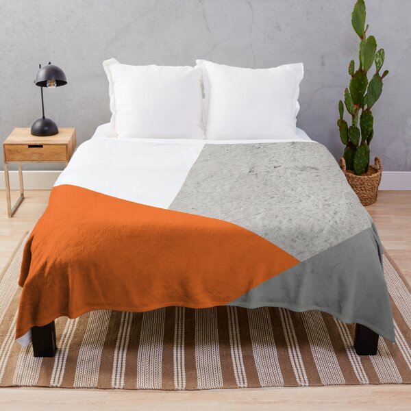 Grey Orange and Concrete Color Block Throw Blanket