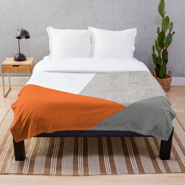 Grey Orange and Concrete Color Block Throw Blanket