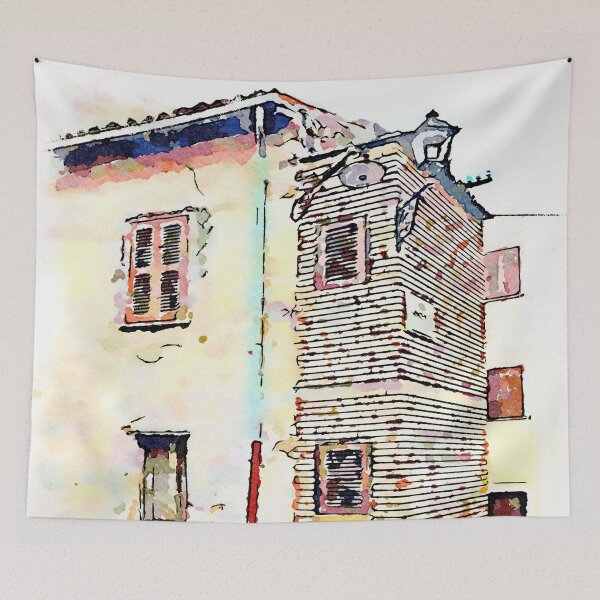 Item preview, Camerata Nuova: glimpse of the buildings with two street lamps designed and sold by Giuseppe Cocco.