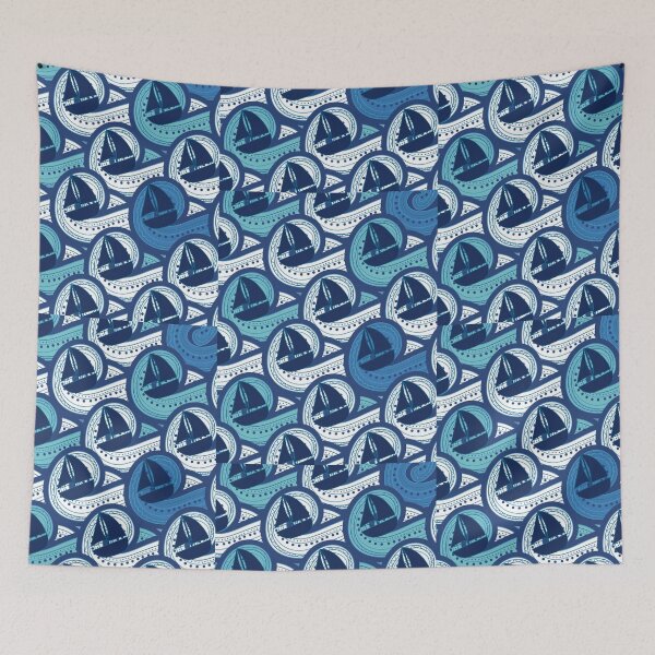 Item preview, Waves and boat designed and sold by CATSandHATS.
