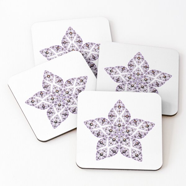 Item preview, Flor fractal geométrica en morado con cuentas metálicas iridiscentes designed and sold by BoundedChaos.