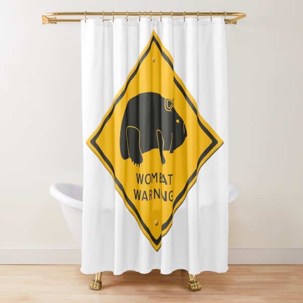 Cartoon - Wombat warning sign. Shower Curtain
