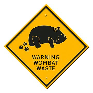 Imagen de la obra Dibujos animados - Señal de advertencia de residuos de Wombat. Los wombats son inusuales porque sus excrementos son cuadrados. de funkyworm