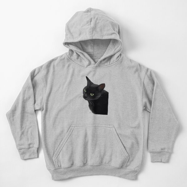 Black cat in the dark Kids Pullover Hoodie