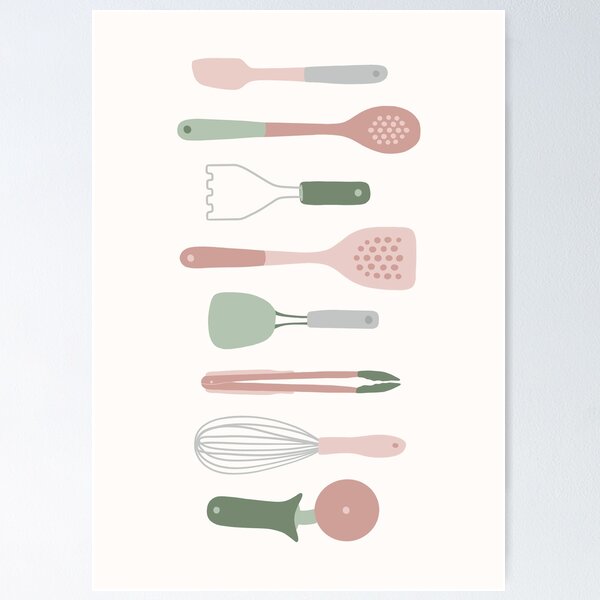 Kitchen Utensils (Green) Poster for Sale by ArtByDecember