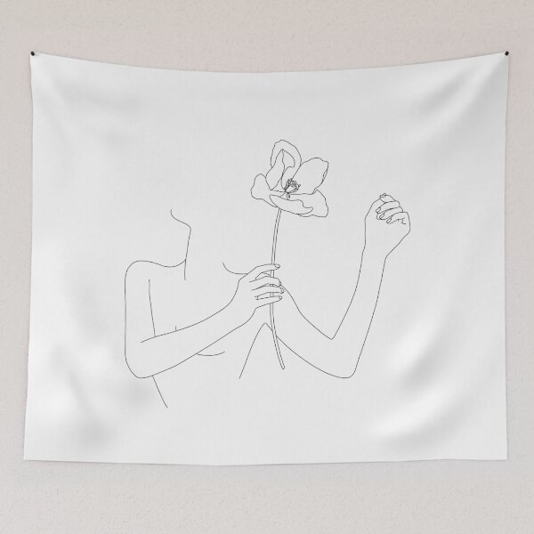 Item preview, Female figure holding single lily illustration - Lissa designed and sold by TheColourStudy.