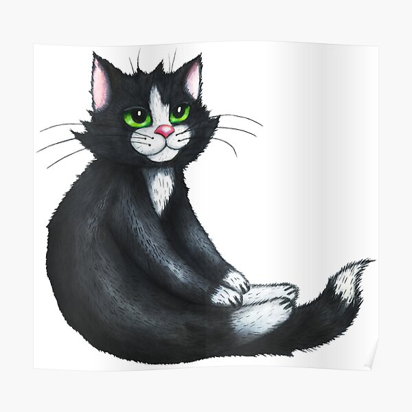 Posters Sur Le Theme Chat Blanc Sur Fond Noir Redbubble