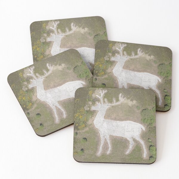 Item preview, White Stag on a hillside designed and sold by Nicky Cordiner.