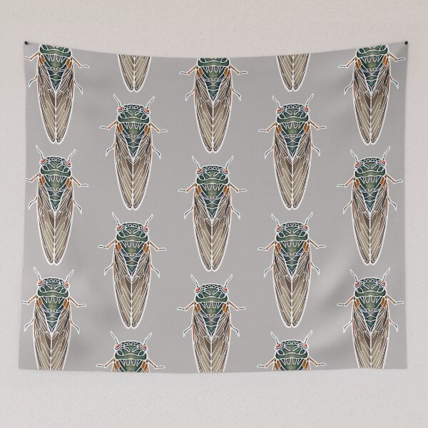 Item preview, Art Nouveau Cicada White Outline designed and sold by RJKpoyp.