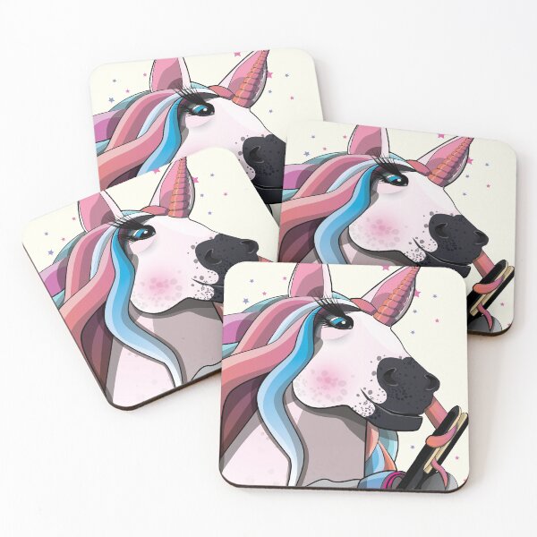 Item preview, Unicorn straightening hair in the bathroom designed and sold by Wyattdesign.