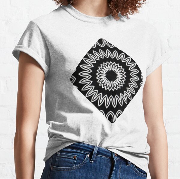 Mandala Fractal in Black and White Classic T-Shirt