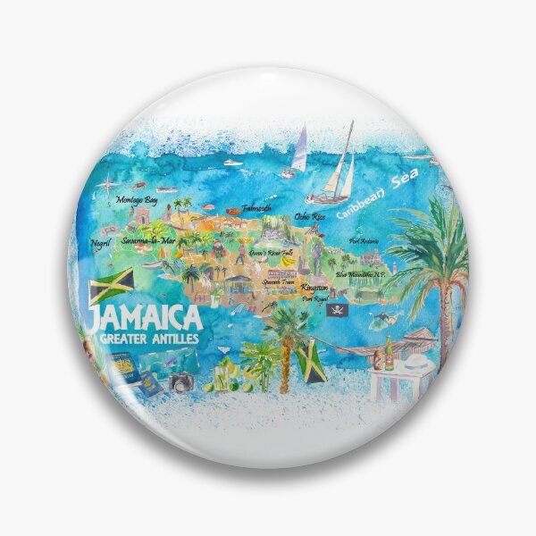 Item preview, Jamaica Illustrated Travel Map with Roads and Highlights designed and sold by artshop77.