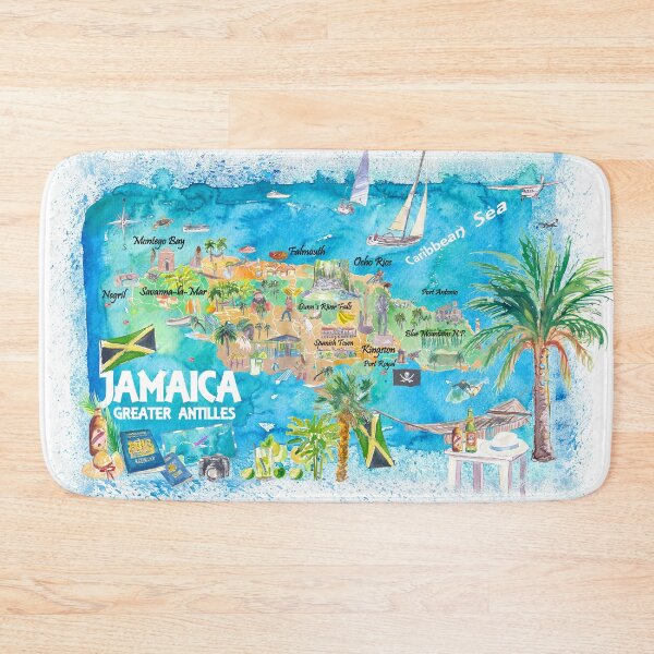 Item preview, Jamaica Illustrated Travel Map with Roads and Highlights designed and sold by artshop77.
