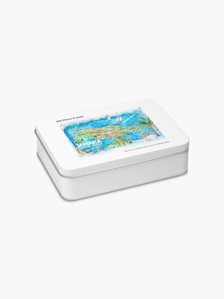 Thumbnail 2 of 3, Jigsaw Puzzle, Jamaica Illustrated Travel Map with Roads and Highlights designed and sold by artshop77.