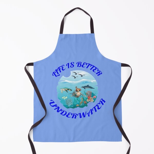Item preview, Life Is Better Underwater with Dolphin Mermaid Seaturtle and Coral Blue Background designed and sold by KeysTreasures.