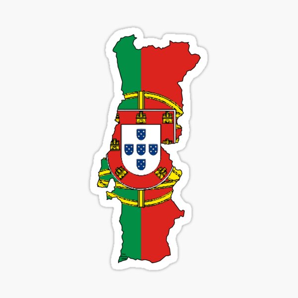 Portugal Map With Portuguese Flag Sticker