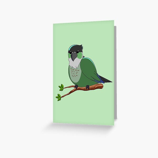 Jaiden animations green cute bird on a leaf, parrot watching you funny   Greeting Card for Sale by SGS