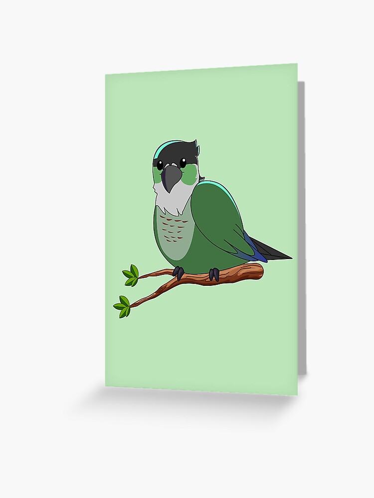 Jaiden animations green cute bird on a leaf, parrot watching you funny   Greeting Card for Sale by SGS