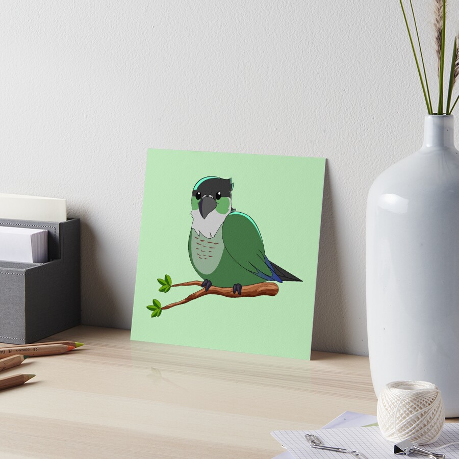 Jaiden animations green cute bird on a leaf, parrot watching you funny   Greeting Card for Sale by SGS