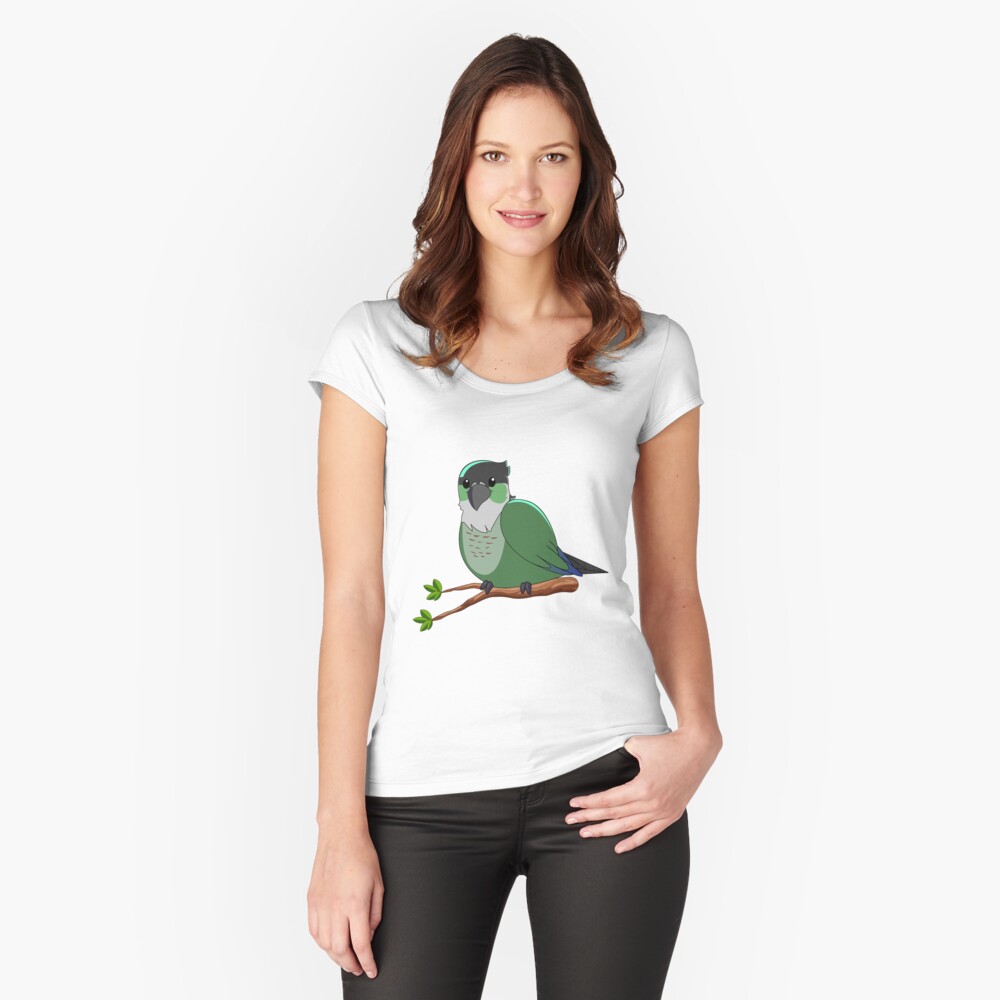 Jaiden animations green cute bird on a leaf, parrot watching you funny |  Photographic Print