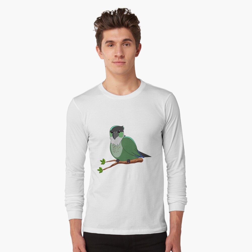 Jaiden animations green cute bird on a leaf, parrot watching you funny |  Photographic Print