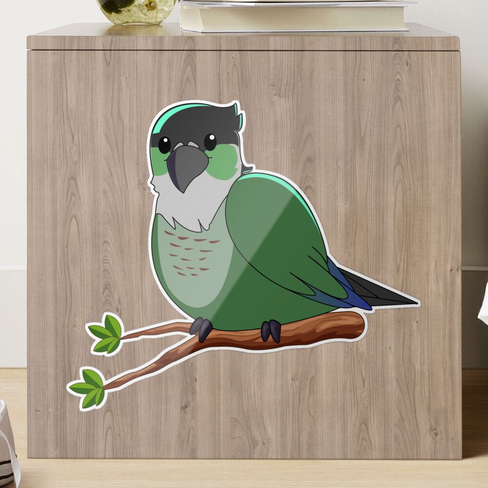 Jaiden animations green cute bird on a leaf, parrot watching you funny |  Photographic Print