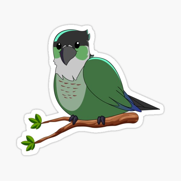 Jaiden animations green cute bird on a leaf, parrot watching you funny   Sticker for Sale by SGS